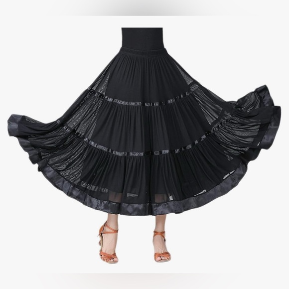 CISMARK Long Modern Flamenco Waltz Standard Ballroom Dance Fancy Training Skirt - Picture 3 of 10